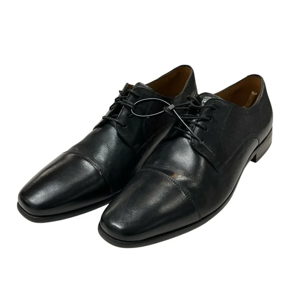 Florsheim Postino Cap Ox‎ Mens 9D Black Leather Oxford Dress Shoe Lace Up Office